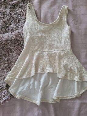 Must Have Cream Textured Peplum Tank Top
